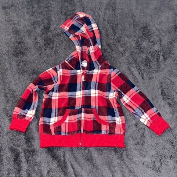 👕9m carters plaid fleece zip up - Picture 1 of 1